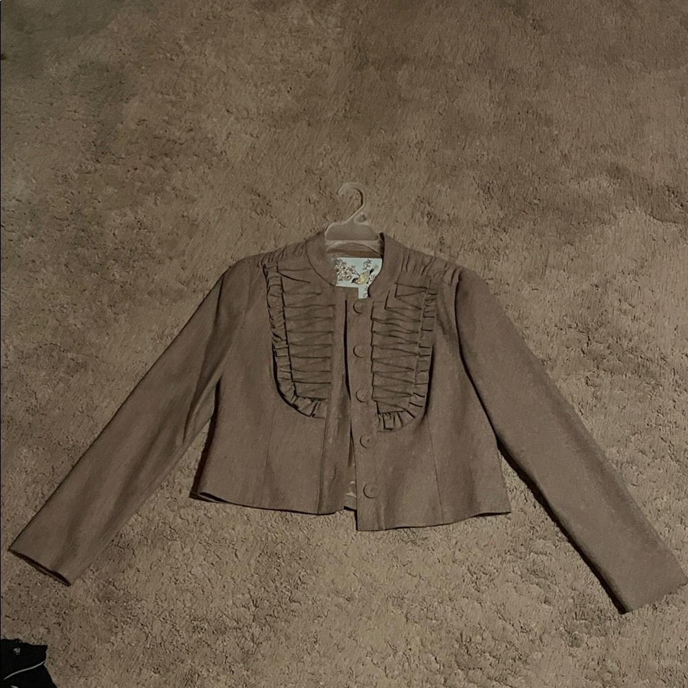 Tabitha Beige Ruffled Blazer